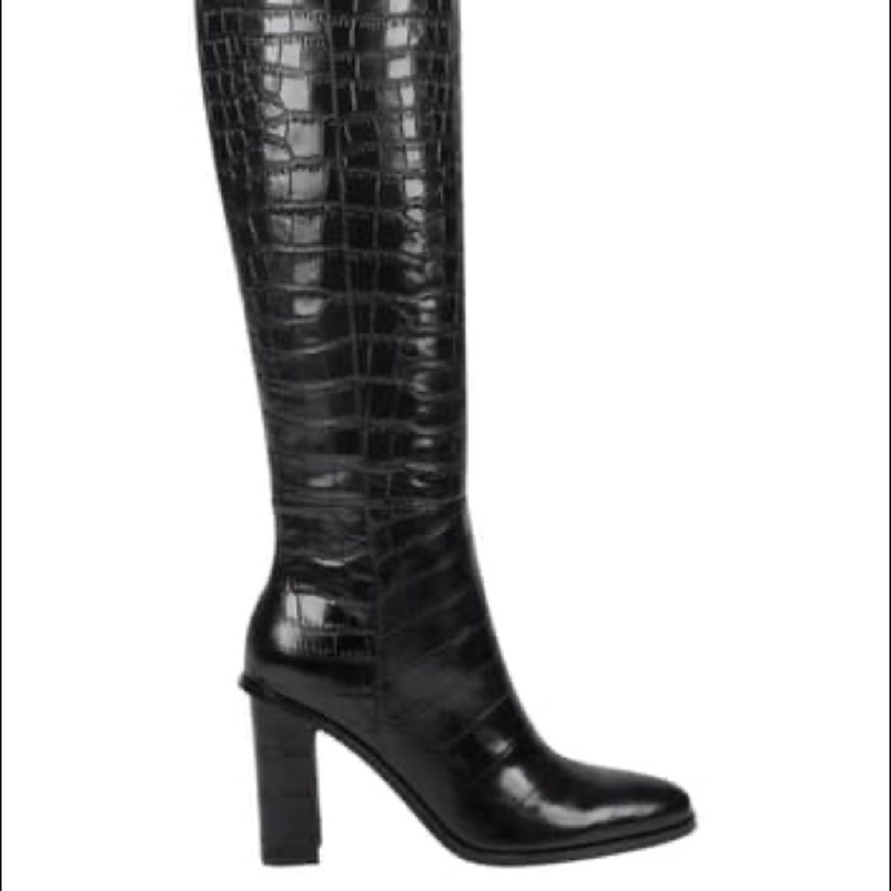 MARC FISHER BLACK CROC BOOTS